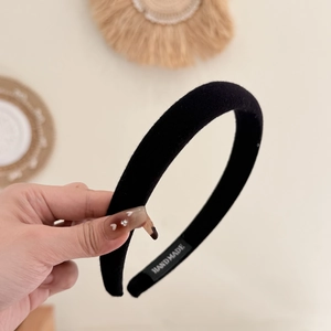 Thick black velvet sponge headband for volume, handmade minimalist hair accessory for women