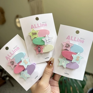 Sweet Star Rhinestone Acrylic Hair Clips For Women Girls Macaron Color Cartoon Animals Duckbill Clips Makeup Hairpins Accessory