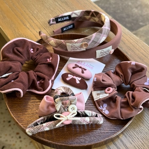 Accessoires Cheveux Nœud Carreaux Choucou Pince à Cheveux Serre-Tête Pour Femme Fille Style Rétro Coréen Rose Brun Élastique Cheveux Décoratif