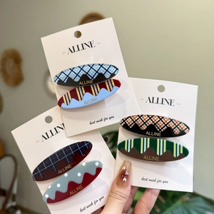 Vintage Plaid Wave Duckbill Hair Clips Women Girls Acetate Acrylic Polka Dot Striped Side Clip Hair Accessories Fresh Hair Styling Jewelry