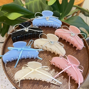 Elegant Acetate Butterfly Hair Claw Clip Ribbon Rhinestone Heart Hairpins For Women Korean Style Fashion Accessories
