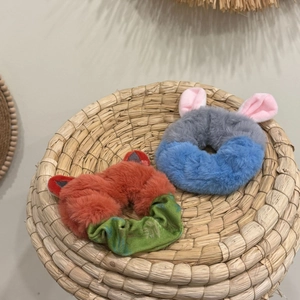 Cute Plush Fox Rabbit Ears Hair Scrunchies Sweet Cartoon Faux Fur Elastic Hair Ties For Women Girls Daily Hair Accessories
