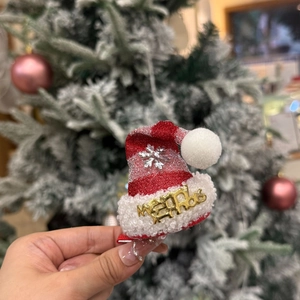 Christmas red mini Santa hat hair clip with glitter snowflake and Merry Xmas lettering