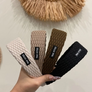 Koreanischer Stil Strickstruktur Haarreif Mit Buchstaben Stoffetikett Einfach Mode Stoff Kopfband Für Damen Täglich Haarschmuck