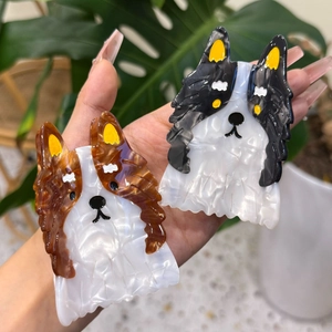 Handgefertigte Border Collie Hund Celluloseacetat Haarklammer Süße Cartoon Tier Haarschmuck Für Damen Mädchen