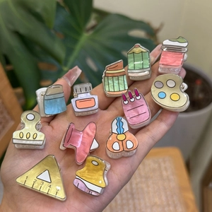 Acrylic Mini Stationery Hair Clip Cute Cartoon Pencil Ruler Scissors Eraser Bangs Clip Y2K Hair Accessories For Women Girls