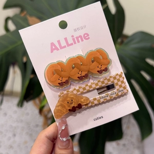 Barrettes à cheveux mignonnes en forme de pâtisserie avec motif à carreaux jaune vif