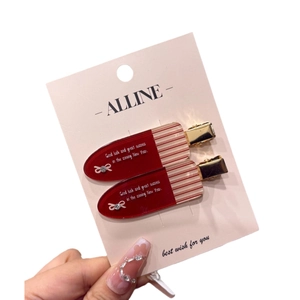 Lot de barrettes à cheveux rayées rouges et blanches avec nœuds brillants et vœux