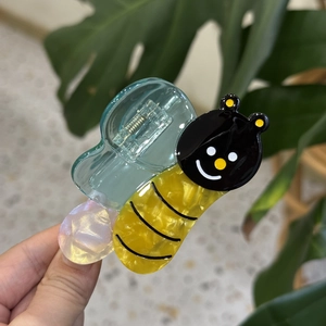 Pince à cheveux abeille mignonne avec rayures jaunes et ailes bleues pour femmes