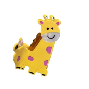 Pince à cheveux girafe jaune en acétate avec taches roses et strass brillants