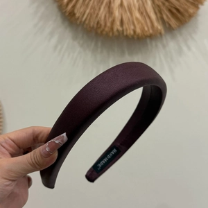 Handmade wine red padded headband with premium satin texture and high top design