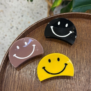 Pince à Cheveux Souriante en Acétate pour Femmes Mignonne Pince à Cheveux à Expression de Dessin Animé Accessoires de Cheveux de Mode