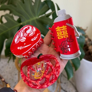 Creative Acetate Red Hair Claw Clips For Women Wedding Festive Apple Thermos Paper Cut Shape Shark Hair Clips Hair Accessories