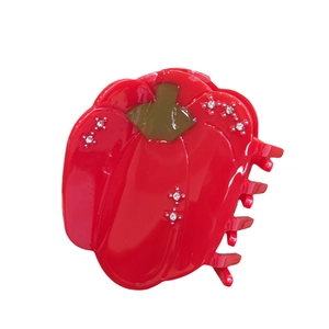 Kreative rote Paprika Haarklammer mit Strasssteinen aus glänzendem Acrylharz