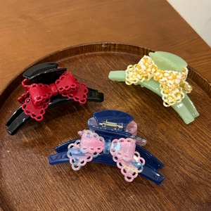 Acetate Bow Hair Claw Clip French Lace Hollow Design Shark Clip Sweet Hair Accessories For Women Daily Party Jewelry