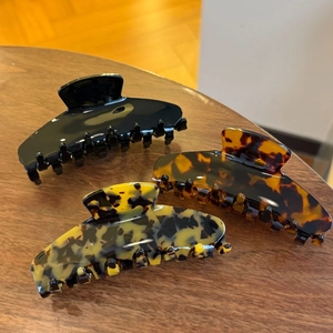 Rectangular Seven Tooth Acetate Hair Claw For Women Leopard Tortoise Shell Pattern Minimalist Shark Clip Hair Accessory