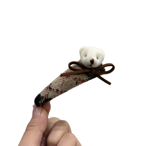 Plaid bear hair clip with lace detail and brown bow for a cozy autumn style hair accessory