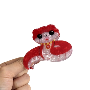 Acrylic hair claw clip with cute red snake design for Chinese New Year styling