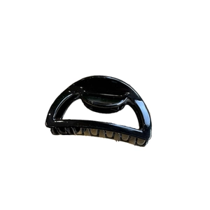 Glossy black butterfly claw hair clip with hollow semicircular design for women
