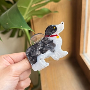 Haarklammer aus Acetat im Border-Collie-Hundedesign für kreative Frisuren