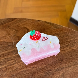 Cute strawberry cream cake shaped hair claw clip for high ponytail styling