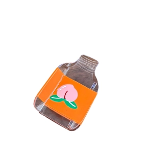 Cute peach pattern small storage case with orange band and transparent sleek finish