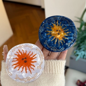 Vintage Acetate Sun Round Hair Claw Clip Starry Sky Marble Texture Handmade Fashion Hair Accessories For Women Hairpin