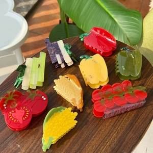 Pince à Cheveux en Acétate Forme Légumes et Fruits Tomate Piment Bambou Épi de Blé Accessoires Cheveux Femme Coiffage Quotidien