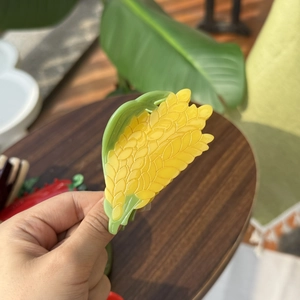 Pince à cheveux créative en acétate motif maïs au design bionique jaune et vert vif