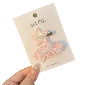 Set de barrettes étoile rose et nœud en dentelle avec strass brillants pour femmes