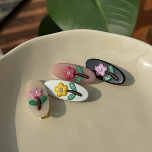 Pince À Cheveux Bec De Canard En Acétate Fleur Avec Strass Élégante Pince Latérale Florale Accessoires Cheveux Femme