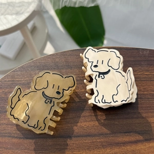 Pinces à cheveux en acétate motif chiot mignon en ambre et blanc pour coiffures coréennes