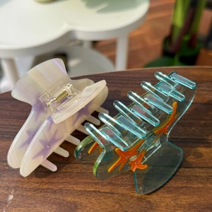 Set de pinzas para el cabello de estrella de mar en acetato de colores y metal