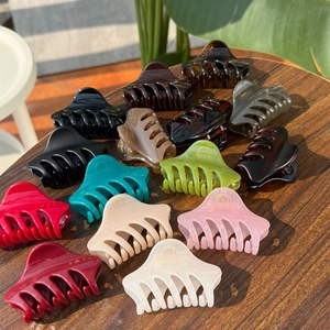 Minimalist Plastic Hair Claw Clip For Women High Gloss Solid Color Shark Clip Geometric Butterfly Buckle Hair Accessories