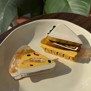 Creative Acetate Food Shaped Hair Claw Clips Funny Pizza Sandwich Hair Accessories For Women Girls Hair Styling Tools