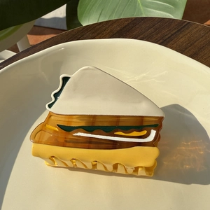 Creative sandwich shaped hair claw clip made of acetate material for women's hair styling