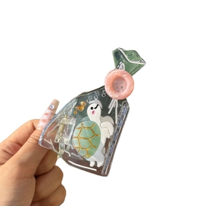 Creative bottle-shaped acetate hair claw clip with sea turtle design in clear acrylic