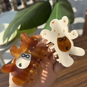 Pince à Cheveux Ours en Acétate Accessoire de Cheveux Forme Animale Douce Pour Filles Femmes Coiffure Quotidienne Nœud Papillon
