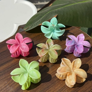 Molletta per Capelli a Forma di Fiore di Plumeria in Marmo Fresco e Dolce per Donna Supporto per Coda di Cavallo Alta