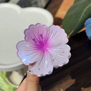 Gradient purple flower claw clip with pearlescent finish and wavy petals for women