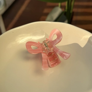 Pince à cheveux papillon rose rayée élégante pour coiffures Y2K et demi-queue de cheval