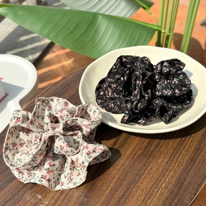 French Pastoral Floral Scrunchies Large Fabric Hair Ties Vintage Sweet Flower Elastic Hair Bands For Women Daily Accessories