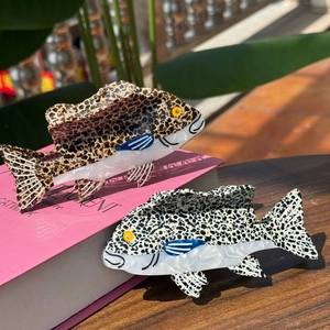 Pince À Cheveux En Acétate Forme De Poisson Motif Animal Tacheté Accessoires De Cheveux Dessin Animé Pour Femmes Décoration