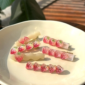 Süße Erdbeere Entenschnabel Haarklammer Kunststoff Handgefertigte Frucht Wellenmuster Pony Clip Haarnadel Für Damen Mädchen Haarschmuck
