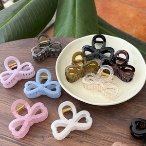 Elegant Heart Bow Hair Claw Clip Acetate Resin Butterfly Hair Clamp For Women Daily Hairstyling Versatile Simple Accessory