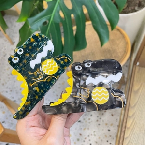 Pince à Cheveux Crocodile Fait Main Acétate de Cellulose Forme Animale Écaille de Tortue Grande Pince pour Femmes Filles