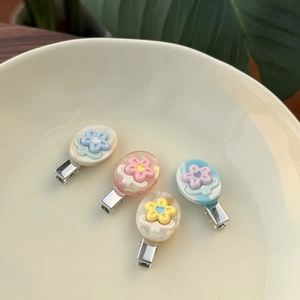 Zoete Celluloseacetaat Bloem Haarspeld Kleurrijk Bloemen Marmerpatroon Handgemaakt Elegante Haaraccessoires Voor Dames