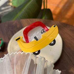 Pinza per capelli a forma di auto gialla in acetato, accessorio carino per acconciature
