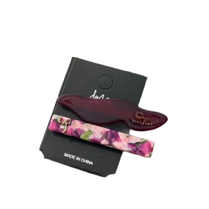 Ensemble élégant de pince à cheveux vague violette et pince à nœud perlé floral