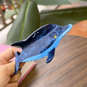 Blue marble acetate dolphin hair claw clip for women's creative ocean style styling